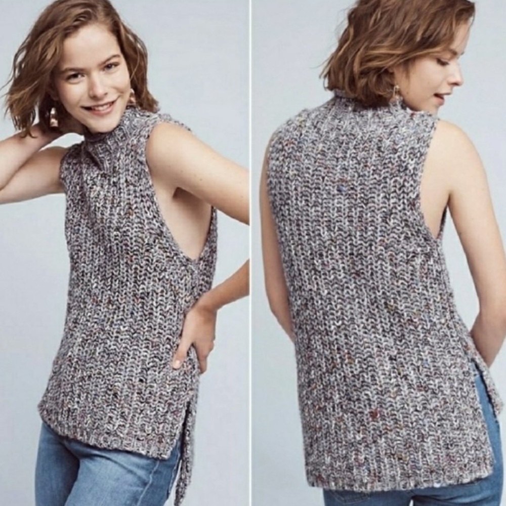 Anthropologie Pullover Turtleneck Sleeveless Sweater